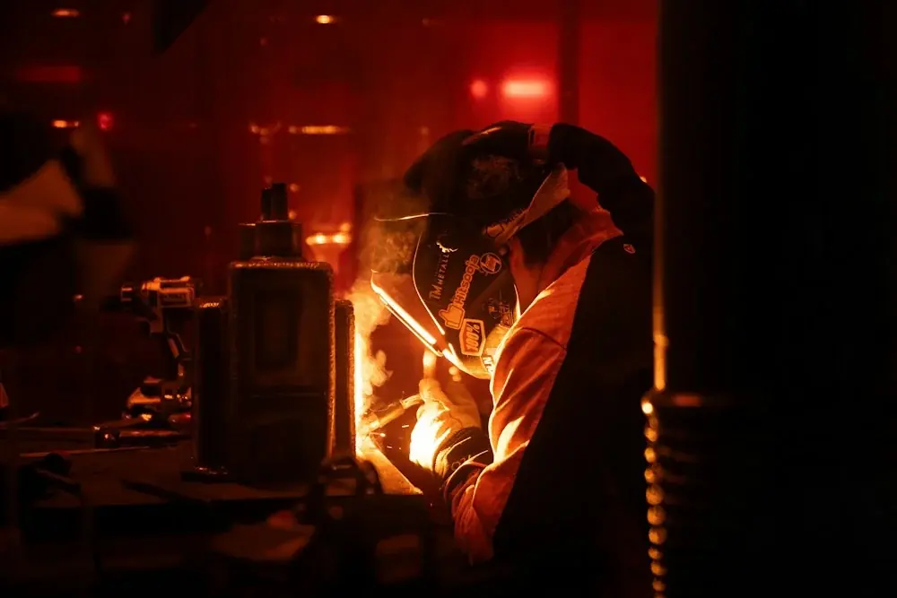 Precision metalwork in a technical workshop